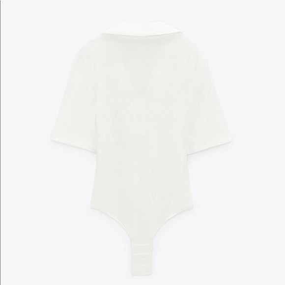 ZARA STRETCH LINEN BLEND CUT OUT BODYSUIT. - Picture 4 of 11